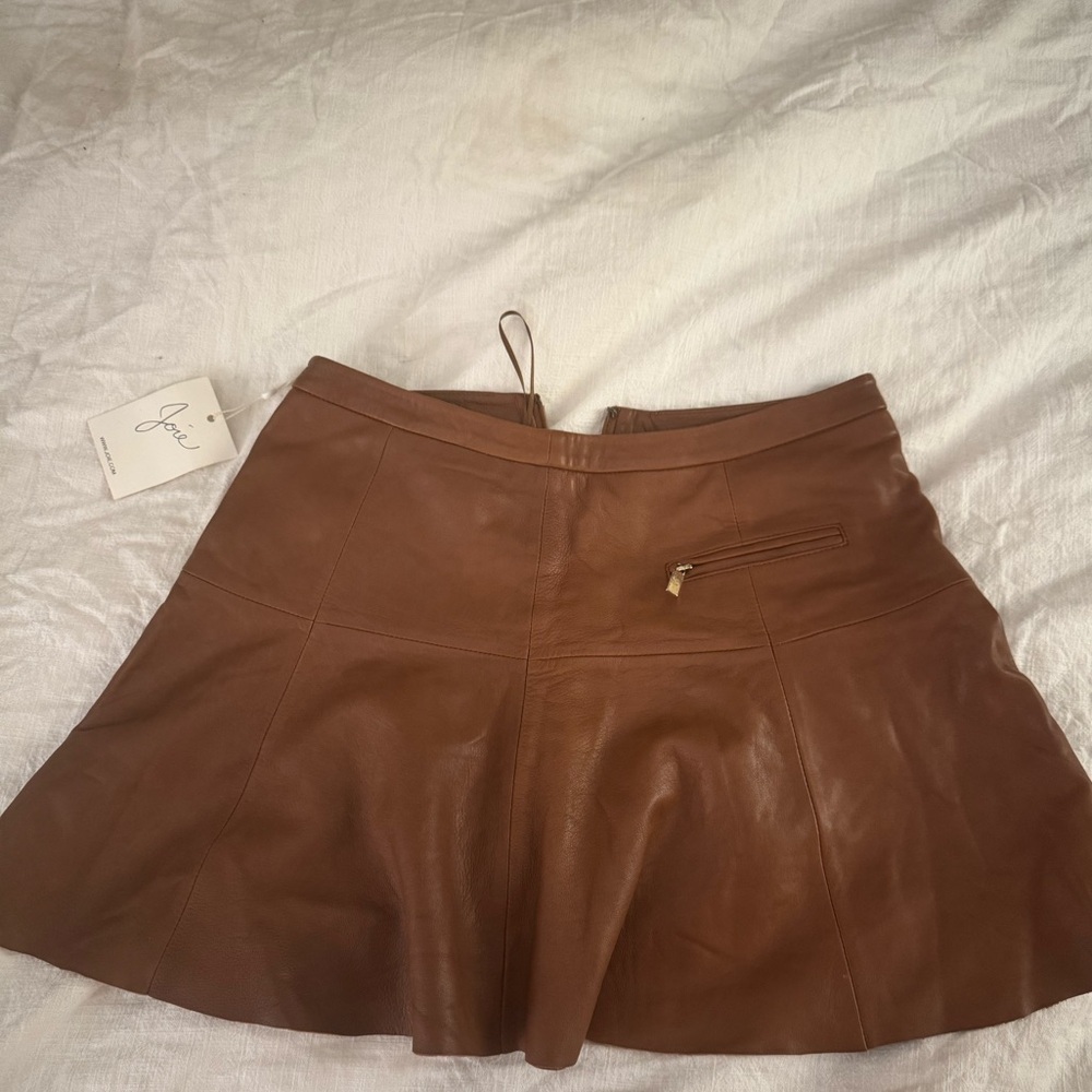 Cognac pleated mini skirt by Joie. Never worn, tags intact, XS